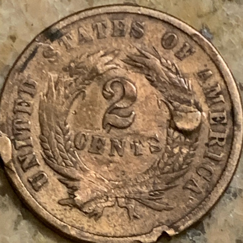 1864 US 2 Cent penny with errors in great condition given the age
